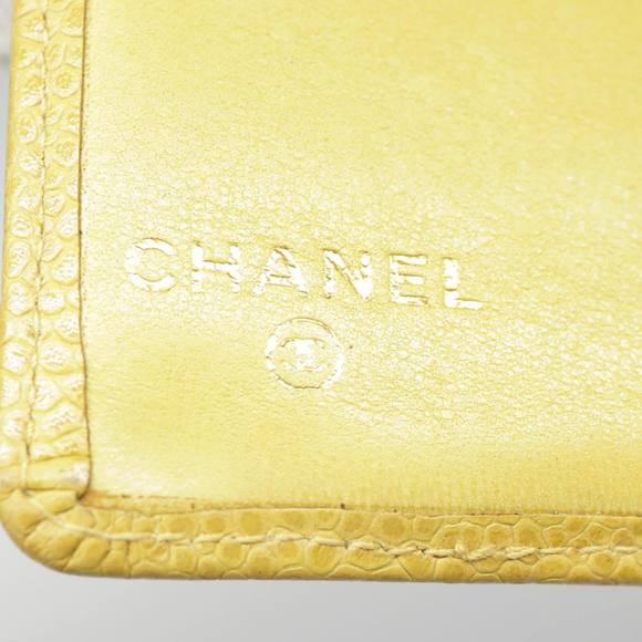 CHANEL COCO Mark Card Case Caviar Skin Yellow CC Auth am6890 - Picture 9 of 16